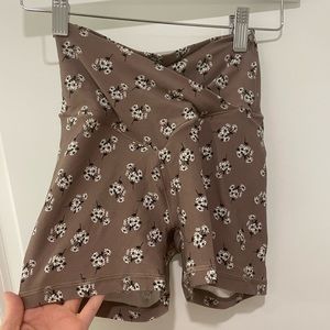 American eagle offline cross waistband biker shorts - floral brown